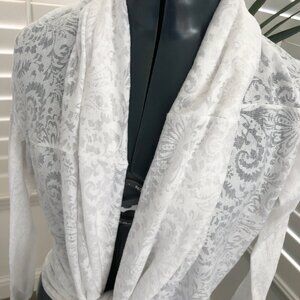 White Lace Cardigan Coverup, Lightweight and Stretcy